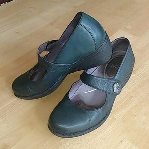 Teal Dansko MaryJanes with decorative velcro strap
